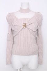 画像1: couture BY ROJITA / シアーデコルテツイストリボンニット  ピンク S-26-10-30-028-LO-TO-HR-ZS (1)