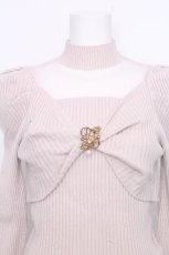 画像3: couture BY ROJITA / シアーデコルテツイストリボンニット  ピンク S-26-10-30-028-LO-TO-HR-ZS (3)