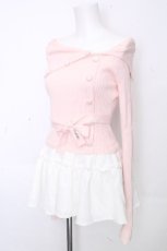 画像3: Bubbles / ケーブルオフショルワンピース  ピンクｘ白 S-26-10-30-031-LO-TO-HR-ZS (3)