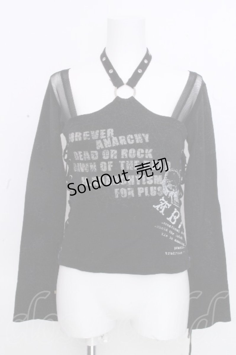 画像1: h.ANARCHY / メッシュ切替カットソー  黒 S-26-10-31-030-HN-TO-HR-ZS (1)