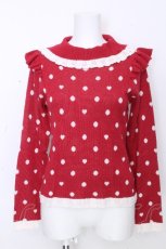 画像1: axes femme kawaii / ハートドットニットプル  赤ｘ白 S-26-10-31-031-AX-TO-HR-ZS (1)