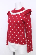 画像3: axes femme kawaii / ハートドットニットプル  赤ｘ白 S-26-10-31-031-AX-TO-HR-ZS (3)