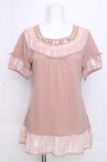 画像1: axes femme / ミニリボンインナープルオーバー  ピンクベージュ S-26-10-31-022-AX-TO-HR-ZS (1)