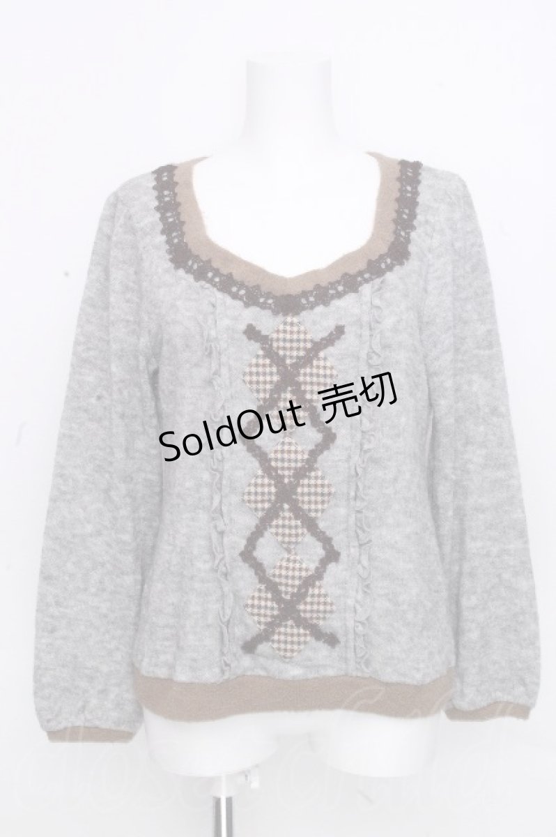 画像1: axes femme / アーガイルニット  グレー S-26-10-31-027-AX-TO-HR-ZS (1)