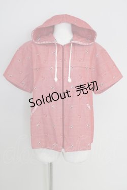 画像1: 【SALE】PINK HOUSE / くまさん&旗刺繍半袖フードブラウス T-23-10-08-029-LO-BL-HD-ZT117