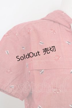 画像3: 【SALE】PINK HOUSE / くまさん&旗刺繍半袖フードブラウス T-23-10-08-029-LO-BL-HD-ZT117