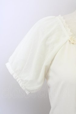 画像3: axes femme POETIQUE / パフ袖パネル柄ワンピース  アイボリーＸ紫 T-23-12-10-004-AX-OP-HD-ZT162