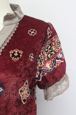 画像3: axes femme / ベロアキャリッジモチーフワンピース  ワイン T-23-12-21-031-AX-OP-IG-ZT068