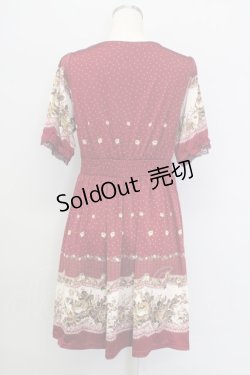 画像2: axes femme / レースアップローズドットワンピース  ワイン T-23-12-21-032-AX-OP-IG-ZT068