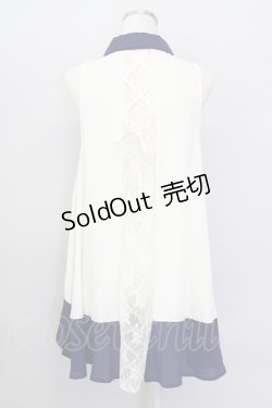 画像2: 【SALE】axes femme / ノースリーブフィッシュテールブラウス  アイボリー×ネイビー T-23-12-23-006-AX-TO-IG-ZT103