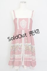 axes femme / スリットシフォンフラワーワンピース  アカ T-23-12-29-022-AX-OP-IG-ZT362