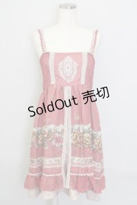 axes femme / スリットシフォンフラワーワンピース  アカ T-23-12-29-022-AX-OP-IG-ZT362