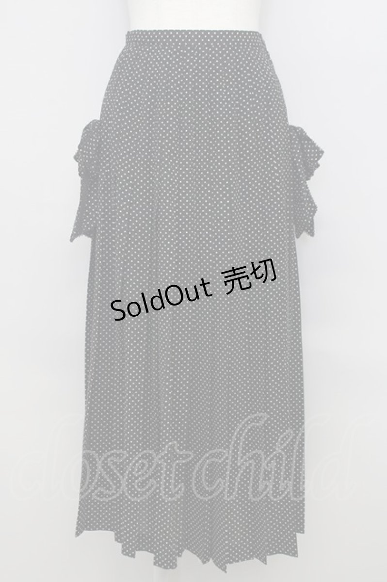 画像1: 【SALE】KANEKO ISAO / ドットリボンプリーツスカート  黒Ｘ白 T-24-01-16-031-EL-SK-HD-ZT401 (1)