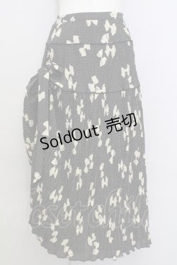 画像1: KANEKO ISAO / リボンドットシルエットプリーツスカート  黒Xアイボリー T-24-01-16-032-EL-SK-HD-ZT401