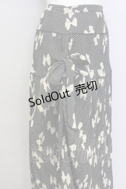 画像3: KANEKO ISAO / リボンドットシルエットプリーツスカート  黒Xアイボリー T-24-01-16-032-EL-SK-HD-ZT401