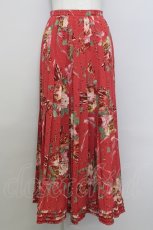 画像1: 【SALE】KANEKO ISAO / フラワーブーケプリーツスカート  赤 T-24-01-16-037-EL-SK-HD-ZT402 (1)