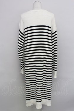 画像2: axes femme / 肩ボタンデザインボーダースリットワンピース M シロｘクロ T-24-01-19-003-AX-OP-YM-ZT395