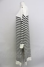 画像3: 【SALE】axes femme / 肩ボタンデザインボーダースリットワンピース M シロｘクロ T-24-01-19-003-AX-OP-YM-ZT395 (3)