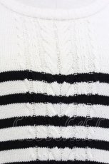 画像5: 【SALE】axes femme / 肩ボタンデザインボーダースリットワンピース M シロｘクロ T-24-01-19-003-AX-OP-YM-ZT395 (5)