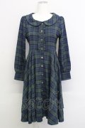 Favorite /  英国のお嬢さんが着ているクラシックチェックふんわりフレアスカートが綺麗なミディアム丈ワンピース M-L グリーン T-24-01-19-013-LO-OP-IG-ZT391