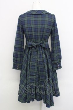 画像2: Favorite /  英国のお嬢さんが着ているクラシックチェックふんわりフレアスカートが綺麗なミディアム丈ワンピース M-L グリーン T-24-01-19-013-LO-OP-IG-ZT391