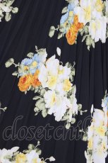 画像3: 【SALE】INGEBORG / フラワーブーケ柄プリーツシフォンスカート  黒Ｘ白Ｘ緑Ｘブラウン T-24-01-20-025-LO-SK-HD-ZT011 (3)