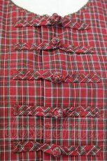 画像4: 【SALE】KANEKO ISAO / チェックチャイナブラウス  赤チェック T-24-01-20-011-EL-BL-HD-ZT004 (4)
