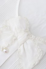 画像9: 【SALE】INGEBORG / フロントリボン半袖ブラウス  白 T-24-01-20-014-LO-BL-HD-ZT004 (9)