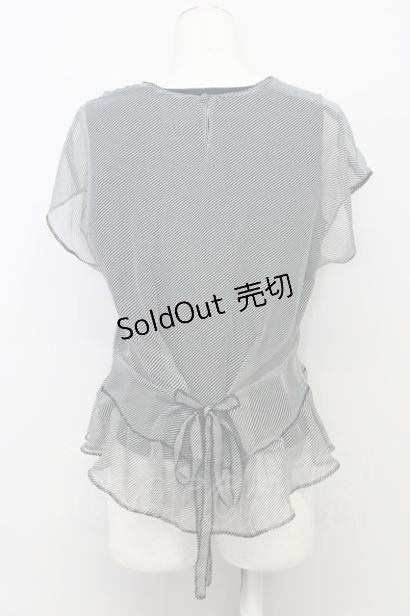 画像2: 【SALE】KANEKO ISAO / ボーダーシフォンブラウス  黒Ｘ白 T-24-01-21-003-EL-BL-HD-ZT022 (2)