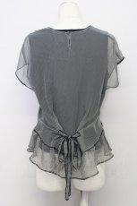 画像2: 【SALE】KANEKO ISAO / ボーダーシフォンブラウス  黒Ｘ白 T-24-01-21-003-EL-BL-HD-ZT022 (2)