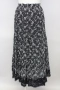 KANEKO ISAO / フラワー刺繍ドットスカート  黒Ｘ白 T-24-01-21-022-EL-SK-HD-ZT032