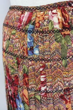 画像6: INGEBORG / 手描きフラワー&総柄プリーツスカート S ブラウンX赤X青 T-24-01-21-032-LO-SK-HD-ZT044