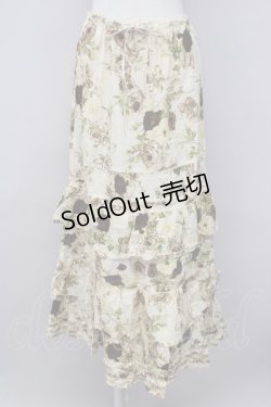 画像1: 【SALE】KANEKO ISAO / ローズブーケ3段フリルスカート  アイボリーＸブラウン T-24-01-21-046-EL-SK-HD-ZT053