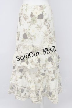画像2: 【SALE】KANEKO ISAO / ローズブーケ3段フリルスカート  アイボリーＸブラウン T-24-01-21-046-EL-SK-HD-ZT053