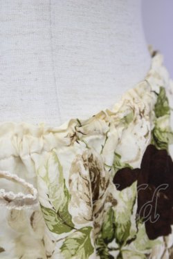 画像4: KANEKO ISAO / ローズブーケ3段フリルスカート  アイボリーXブラウン T-24-01-21-046-EL-SK-HD-ZT053