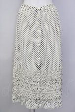 画像1: 【SALE】KANEKO ISAO / 裾フリルピンタックドットスカート  白Ｘ黒 T-24-01-21-047-EL-SK-HD-ZT053 (1)