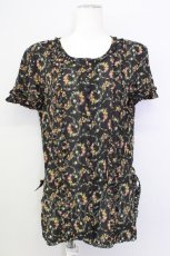 画像1: 【SALE】INGEBORG / フラワー格子柄半袖ブラウス  黒 T-24-01-24-009-LO-BL-HD-ZT139 (1)