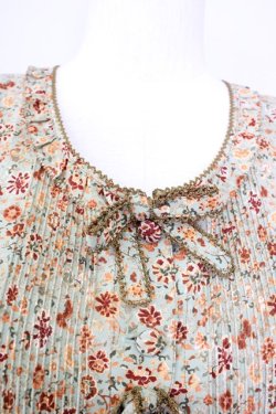 画像4: KANEKO ISAO / 5つリボン小花柄ブラウス  ミントＸブラウン T-24-01-24-015-EL-BL-HD-ZT139