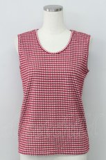 画像1: 【SALE】KANEKO ISAO / チェックノースリーブトップス  赤Ｘ白チェック T-24-02-04-006-EL-TO-HD-ZT392 (1)