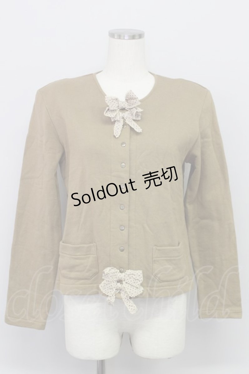 画像1: 【SALE】KANEKO ISAO / ドットリボンスナップボタンカーディガン  ブラウン T-24-02-04-011-EL-TO-HD-ZT253 (1)