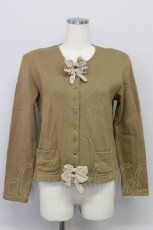 画像1: 【SALE】KANEKO ISAO / ドットリボンスナップボタンカーディガン  ブラウン T-24-02-04-011-EL-TO-HD-ZT253 (1)