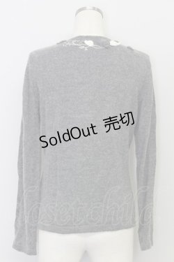 画像2: INGEBORG / カメリアニットカーディガン  グレーＸ白 T-24-02-04-019-LO-TO-HD-ZT254