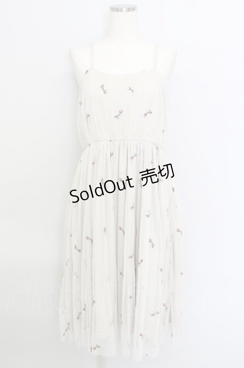 画像1: 【SALE】F&A / フラワー刺繍チュールキャミワンピース  アイボリー T-24-02-07-011-LO-OP-HD-ZT099 (1)