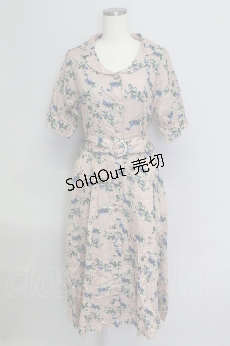 画像1: 【SALE】an another angelus / フラワー総柄半袖ワンピース  ピンクブラウン T-24-02-08-030-CA-OP-HD-ZT393 (1)
