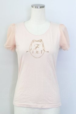 画像1: F i.n.t / 袖オーガンジーロゴ付きTシャツ  ピンク T-24-02-10-013-CA-TO-HD-ZT356