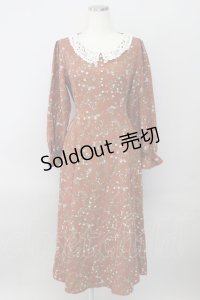 an another angelus / レース衿花柄ロングワンピース  ブラウン T-24-02-11-027-CA-OP-HD-ZT085