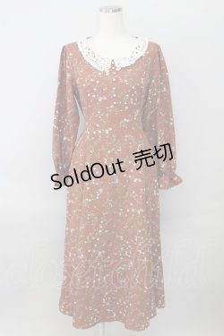 画像1: an another angelus / レース衿花柄ロングワンピース  ブラウン T-24-02-11-027-CA-OP-HD-ZT085