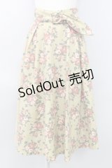 an another angelus / ローズ柄サッシュベルト付きスカート  黄緑 T-24-02-14-055-CA-SK-HD-ZT147