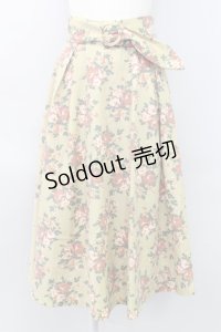 an another angelus / ローズ柄サッシュベルト付きスカート  黄緑 T-24-02-14-055-CA-SK-HD-ZT147