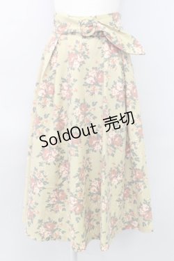 画像1: an another angelus / ローズ柄サッシュベルト付きスカート  黄緑 T-24-02-14-055-CA-SK-HD-ZT147